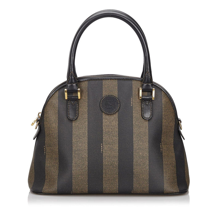 Pre-Loved Fendi Brown PVC Plastic Pequin Handbag Italy