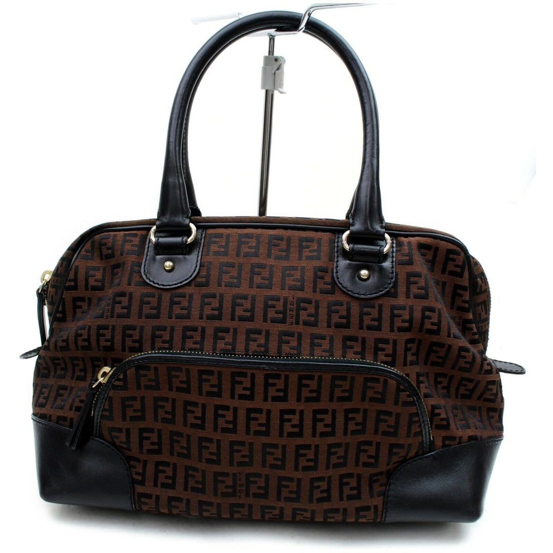 Indistinguishable  Fendi Hand Bag Brown Zukka Nyron (SHC7-10433)