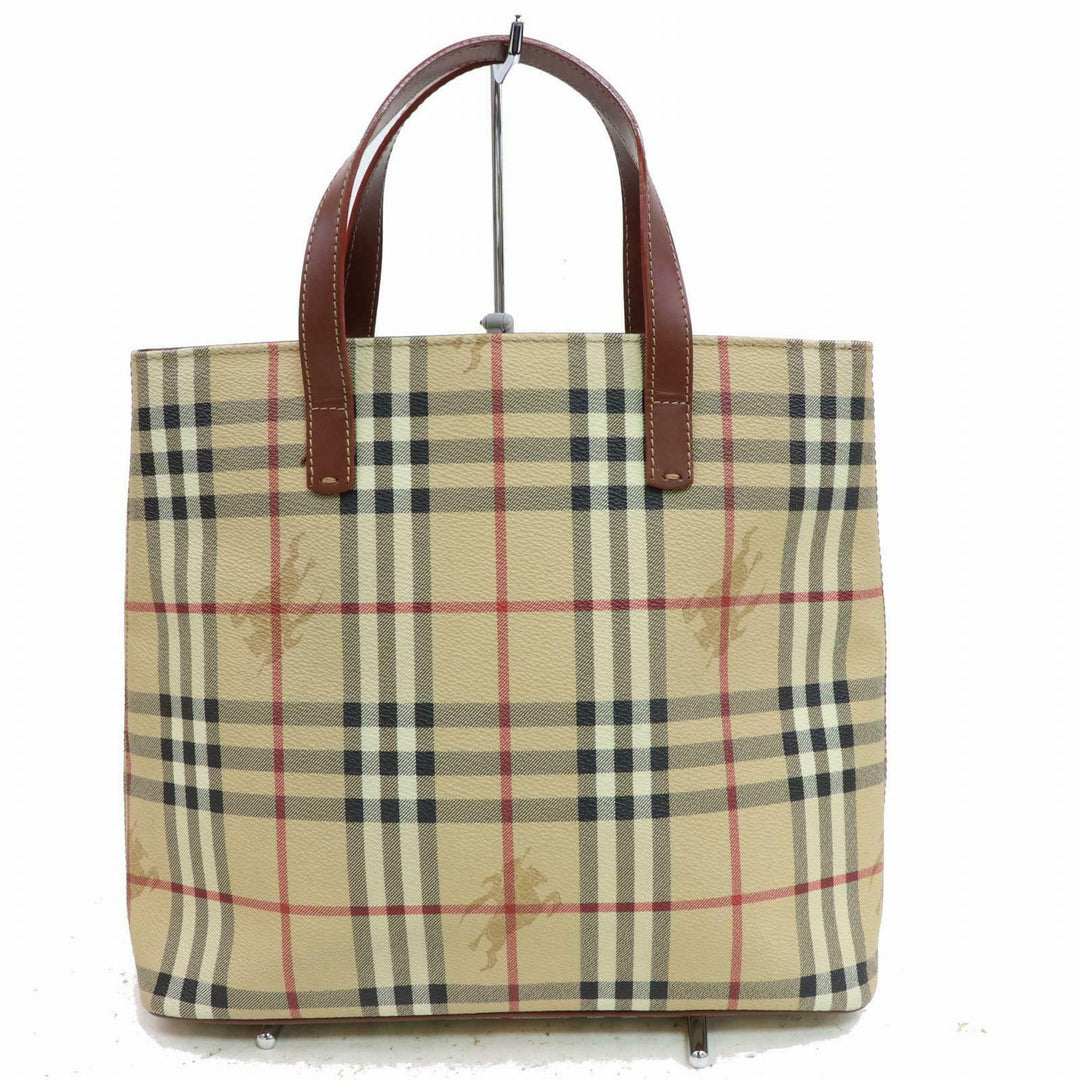Indistinguishable  Burbe**y London Hand Bag Beige PVC (SHC1-15310)