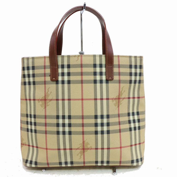 Indistinguishable  Burbe**y London Hand Bag Beige PVC (SHC1-15310)