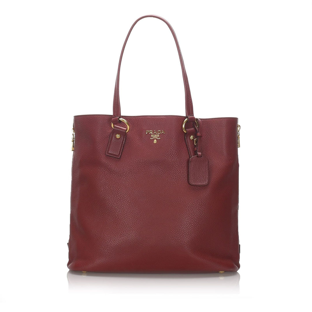 Pre-Loved Prada Red Calf Leather Vitello Daino Tote Bag Italy
