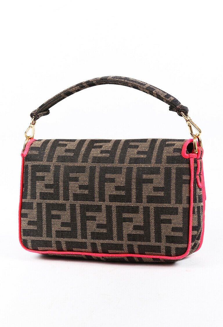 Fendi Bag Baguette Mini Zucca Brown Pink Crossbody