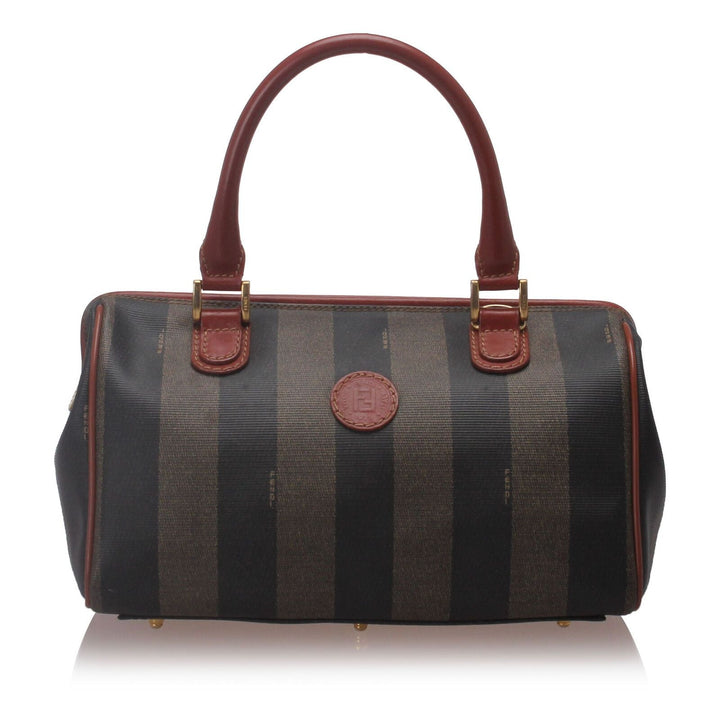 Pre-Loved Fendi Brown PVC Plastic Pequin Boston Bag Italy