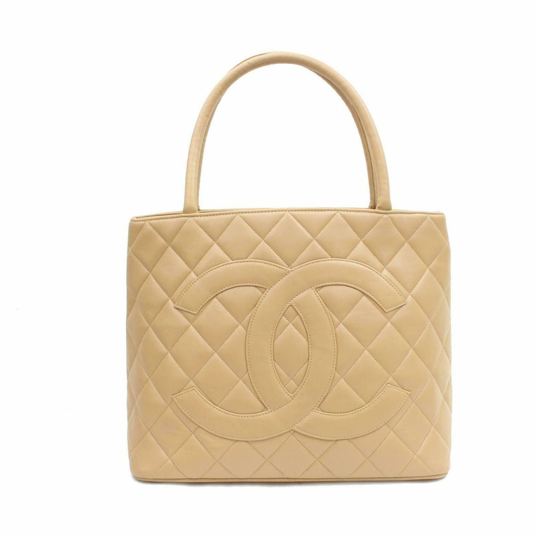 C*C Tote Bag Quilted Medallion Tote Light Brown Lamb Skin (SHC1-16053)