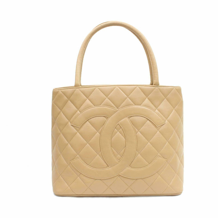 C*C Tote Bag Quilted Medallion Tote Light Brown Lamb Skin (SHC1-16053)