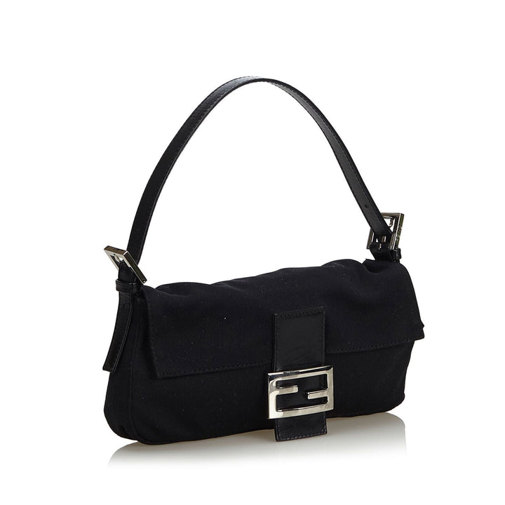 Pre-Loved Fendi Black Nylon Fabric Mamma Baguette ITALY