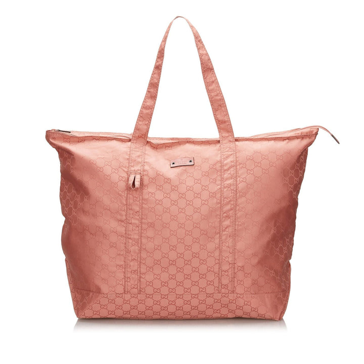 Pre-Loved G*G Pink Nylon Fabric GG Tote Bag Italy
