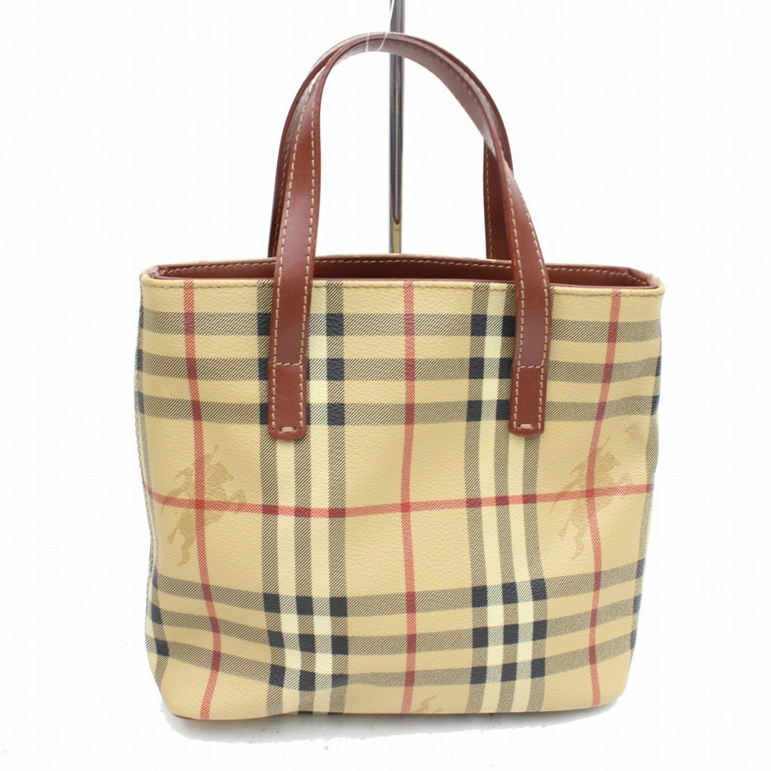 Indistinguishable  Burbe**y Hand Bag Beige PVC (SHC1-14328)