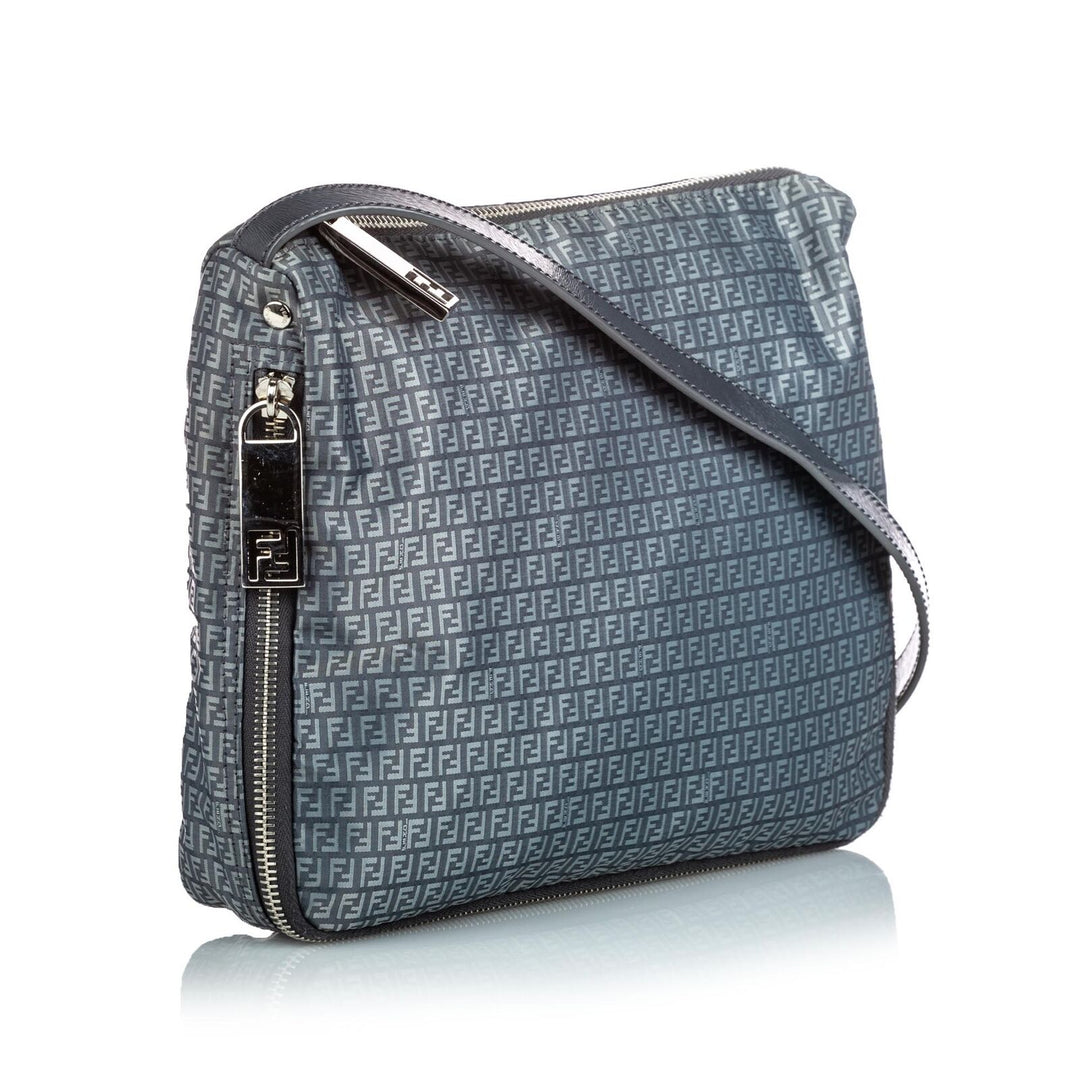 Pre-Loved Fendi Gray Nylon Fabric Zucchino Crossbody Bag ITALY