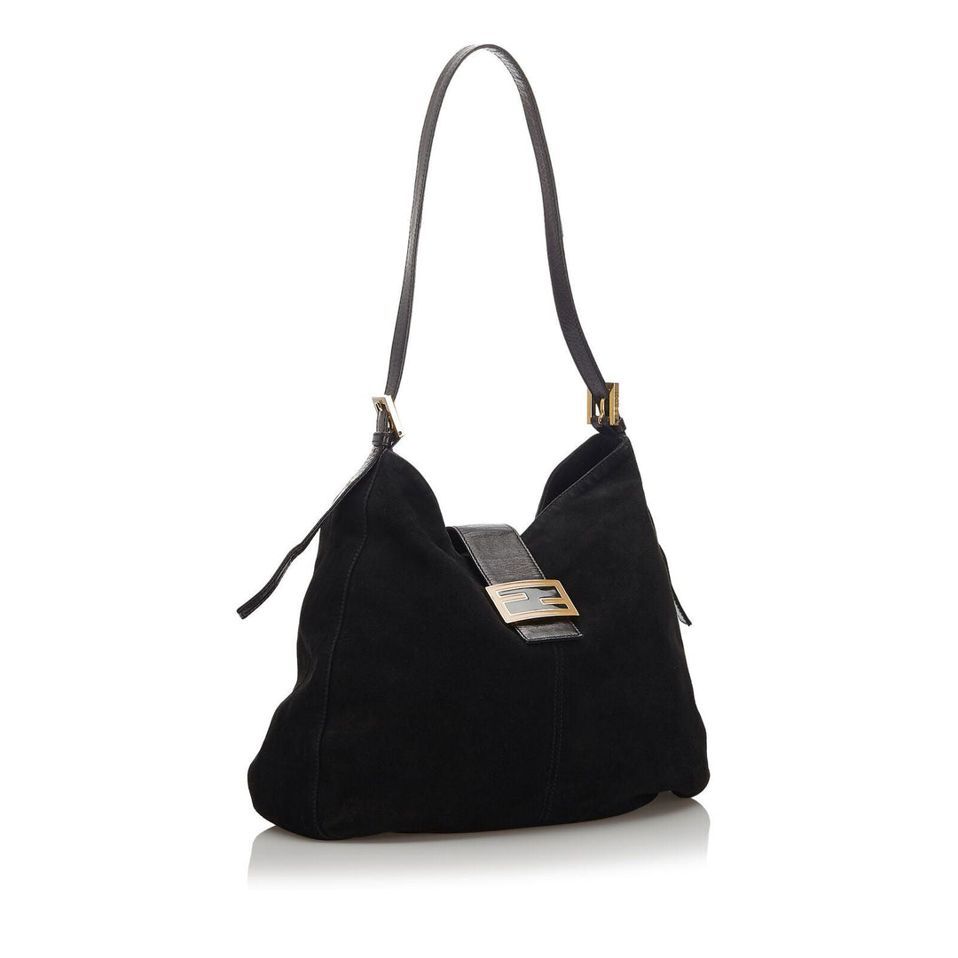 Pre-Loved Fendi Black Suede Leather Shoulder Bag Italy