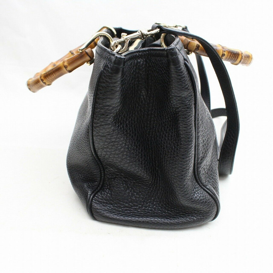 Indistinguishable  G*G Tote Bag Banboo 2way Black Leather (SHC7-10763)