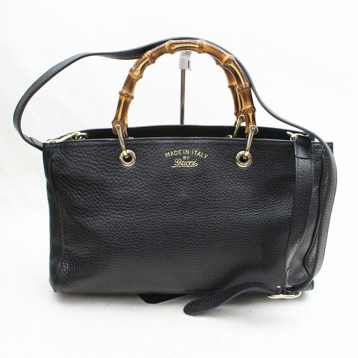 Indistinguishable  G*G Tote Bag Banboo 2way Black Leather (SHC7-10763)