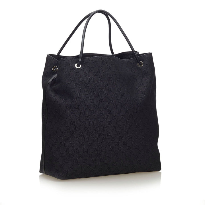 Pre-Loved G*G Black Canvas Fabric GG Gifford Tote Bag Italy