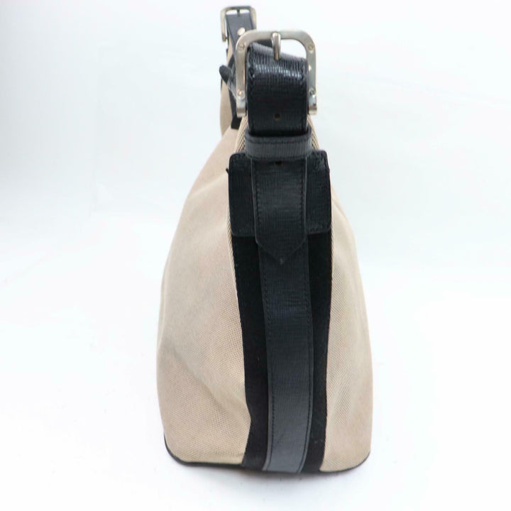 Indistinguishable  Burbe**y Shoulder Bag Black Canvas (SHC1-15472)