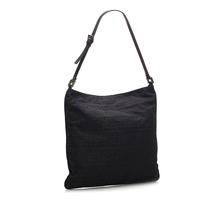 Pre-Loved Fendi Black Canvas Fabric Zucca Shoulder Bag Italy