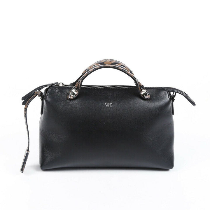Fendi Bag By the Way Zucca Black Leather Boston