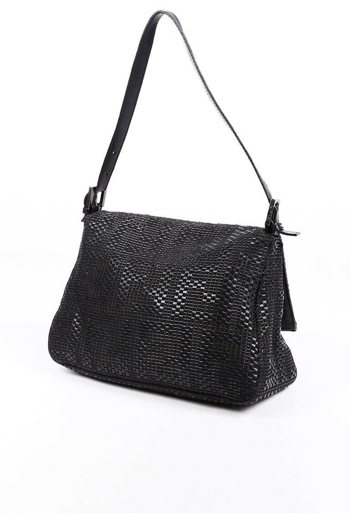 Fendi Bag Mama Baguette Black Woven Leather