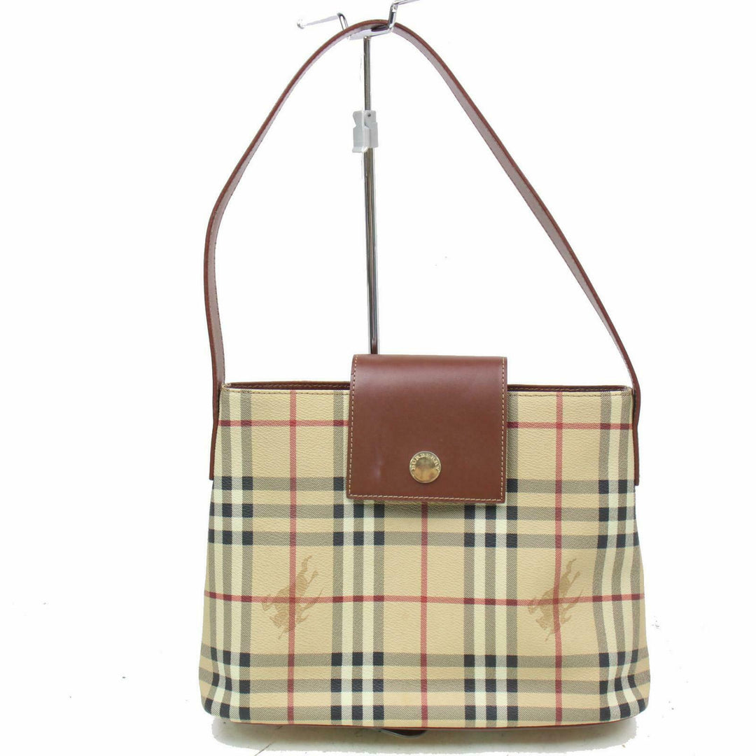 Indistinguishable  Burbe**y London Shoulder Bag Beige PVC (SHC1-14792)