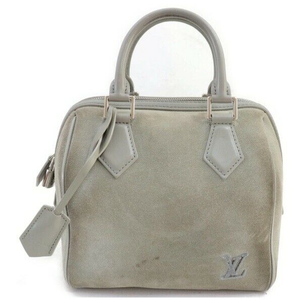 Louis Vuitton Hand Bag Speedy Cube Gray Suede Leather  (SHC7-11040)