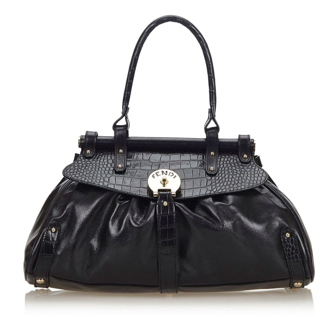 Pre-Loved Fendi Black Others Leather Crocodile-Trimmed Magic Bag Italy