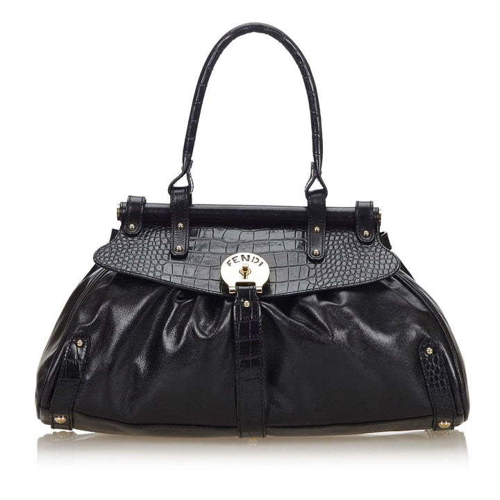 Pre-Loved Fendi Black Others Leather Crocodile-Trimmed Magic Bag Italy