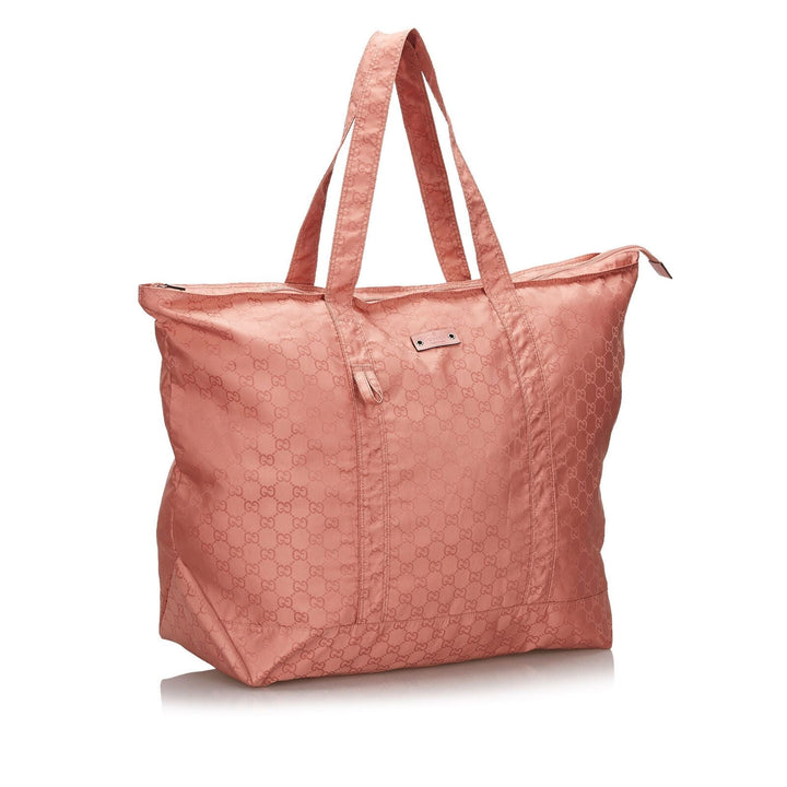 Pre-Loved G*G Pink Nylon Fabric GG Tote Bag Italy