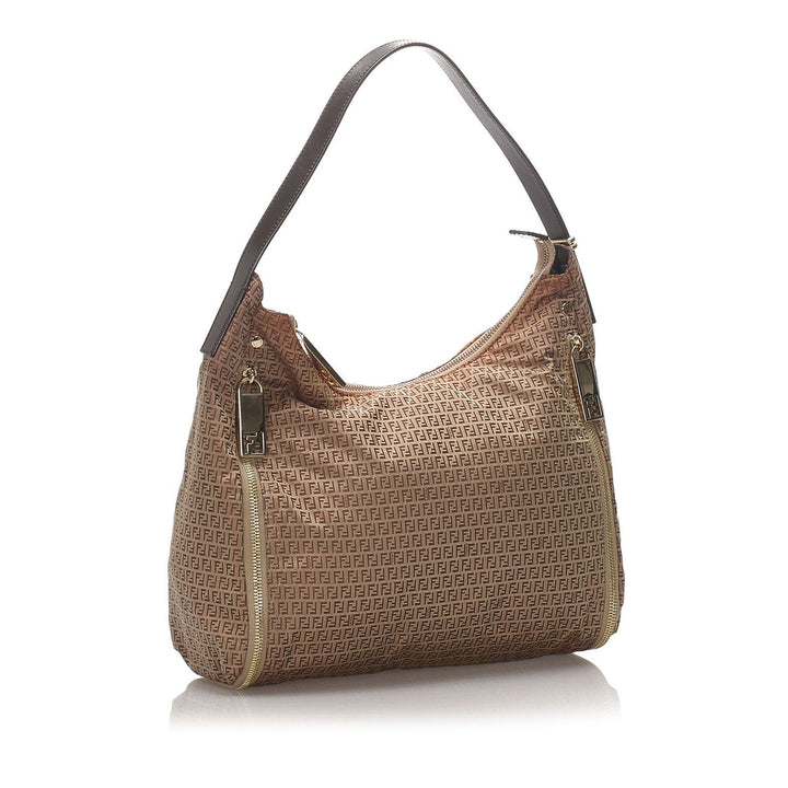 Pre-Loved Fendi Brown Light Canvas Fabric Microzucchino Shoulder Bag Italy
