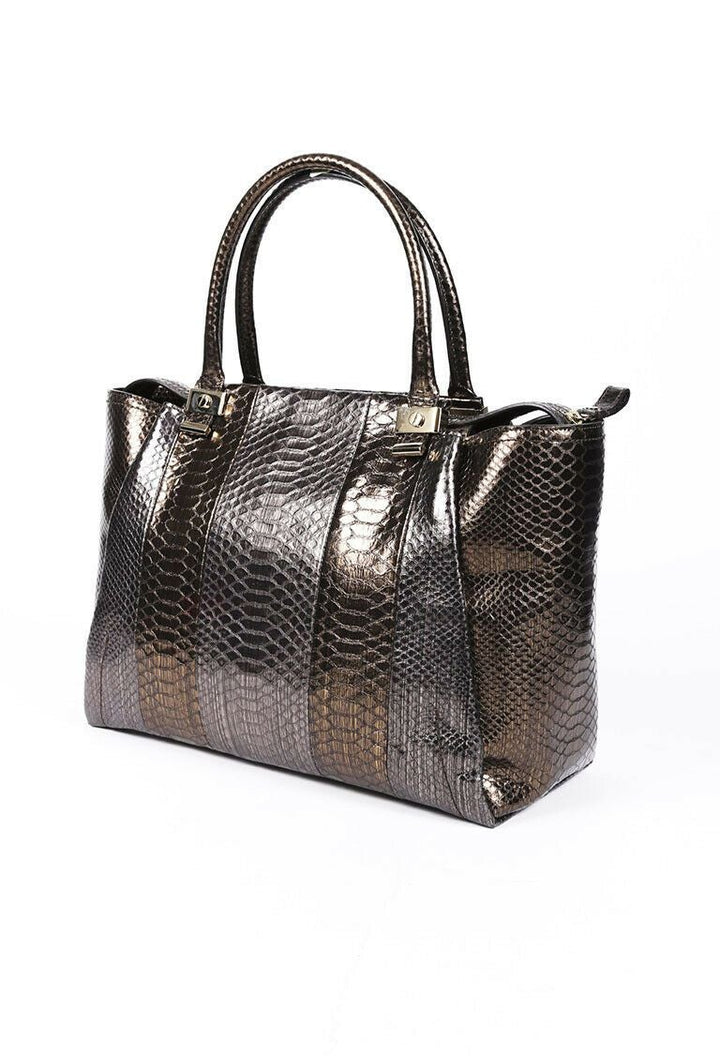 Lanvin Trilogy Embossed Snakeskin Tote Bag