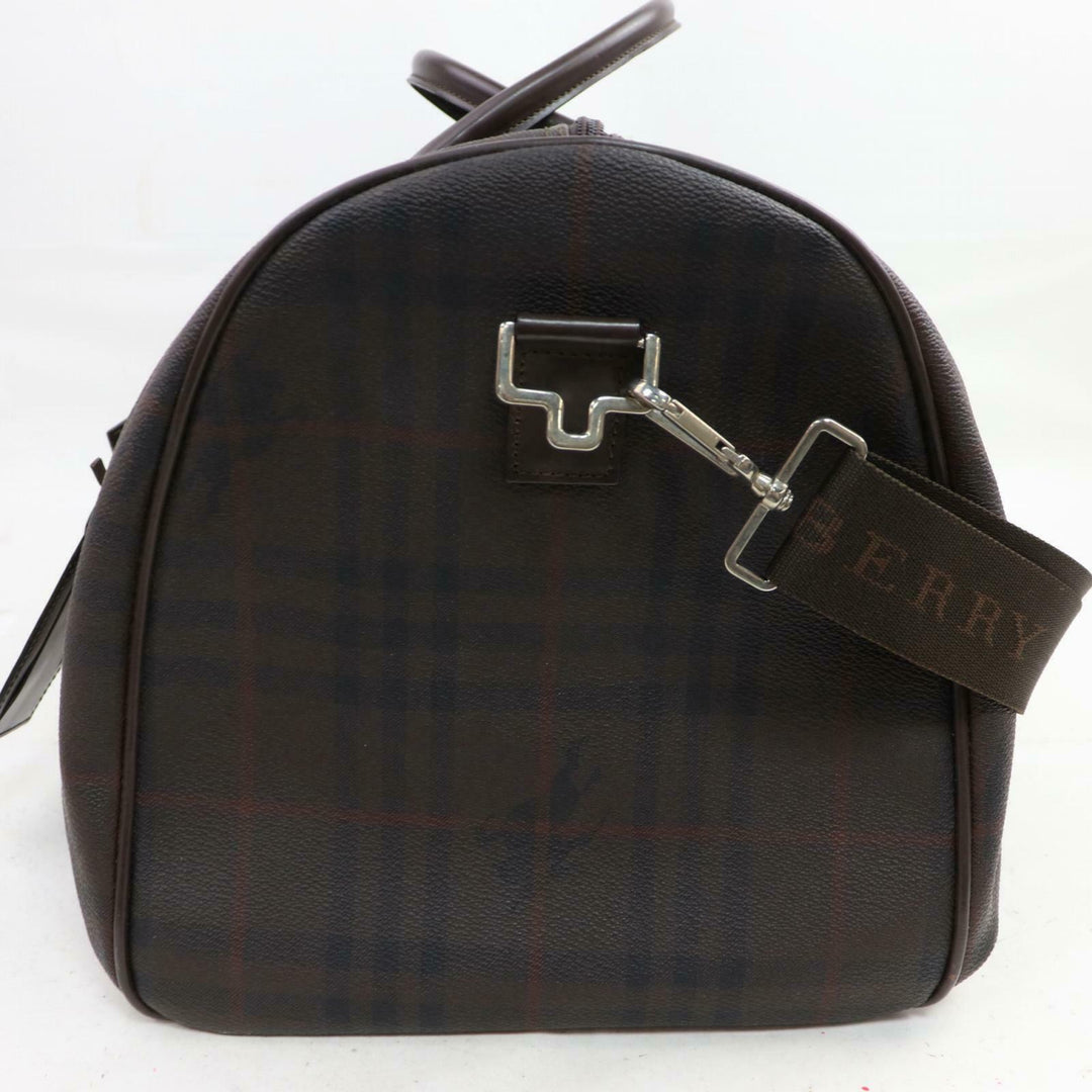 Indistinguishable  Burbe**y London Boston Bag Dark Brown PVC (SHC1-14504)