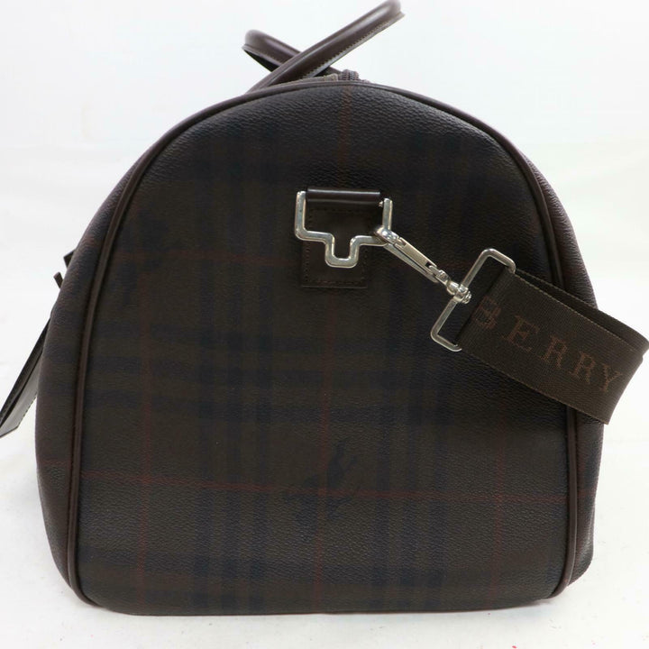 Indistinguishable  Burbe**y London Boston Bag Dark Brown PVC (SHC1-14504)