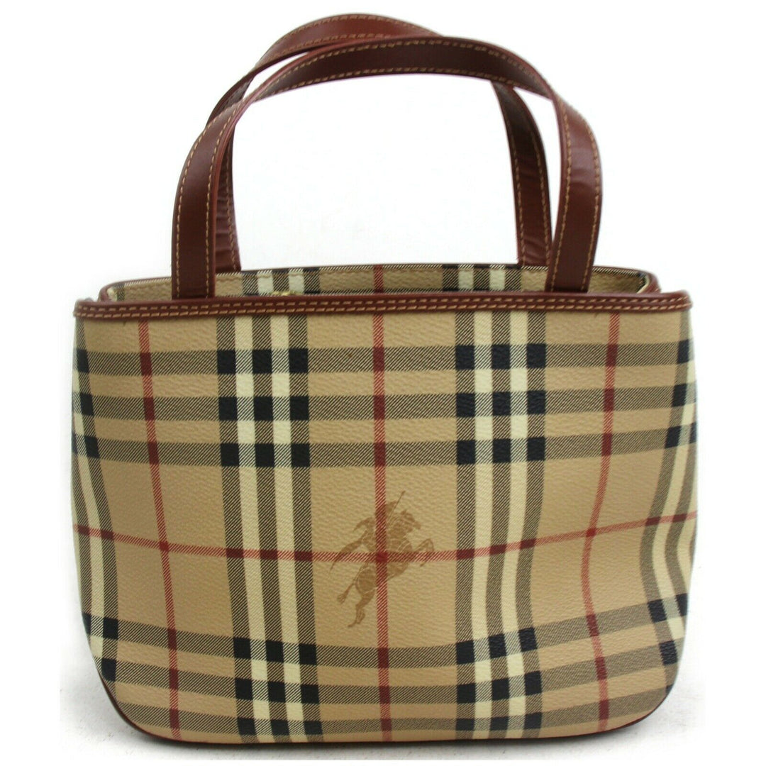 Indistinguishable  Burbe**y London Hand Bag Beige PVC (SHC7-10859)
