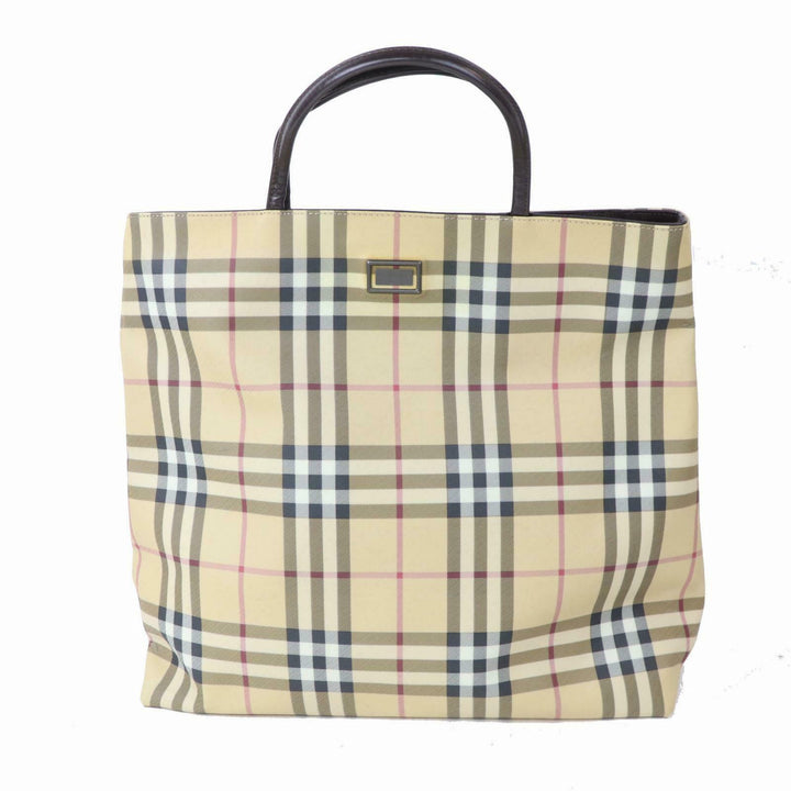 Indistinguishable  Burbe**y Hand Bag Beige PVC (SHC1-15161)