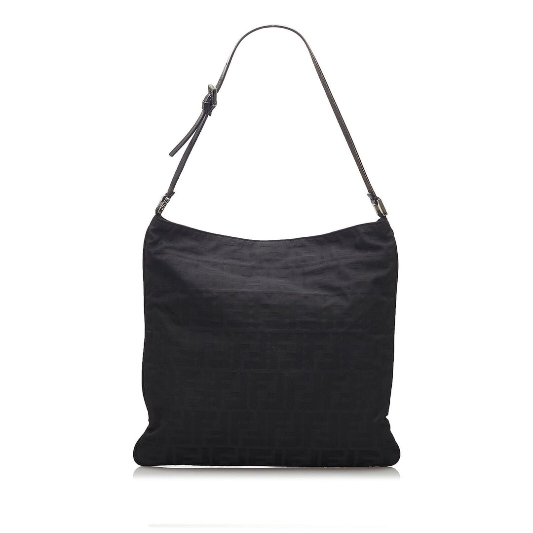 Pre-Loved Fendi Black Canvas Fabric Zucca Shoulder Bag Italy