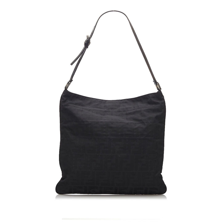 Pre-Loved Fendi Black Canvas Fabric Zucca Shoulder Bag Italy