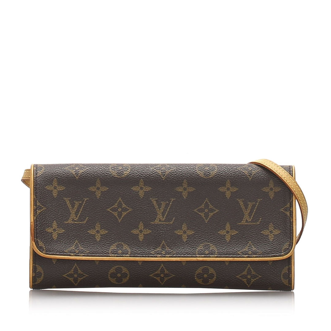 Pre-Loved Louis Vuitton Brown Monogram Pochette Twin GM Spain