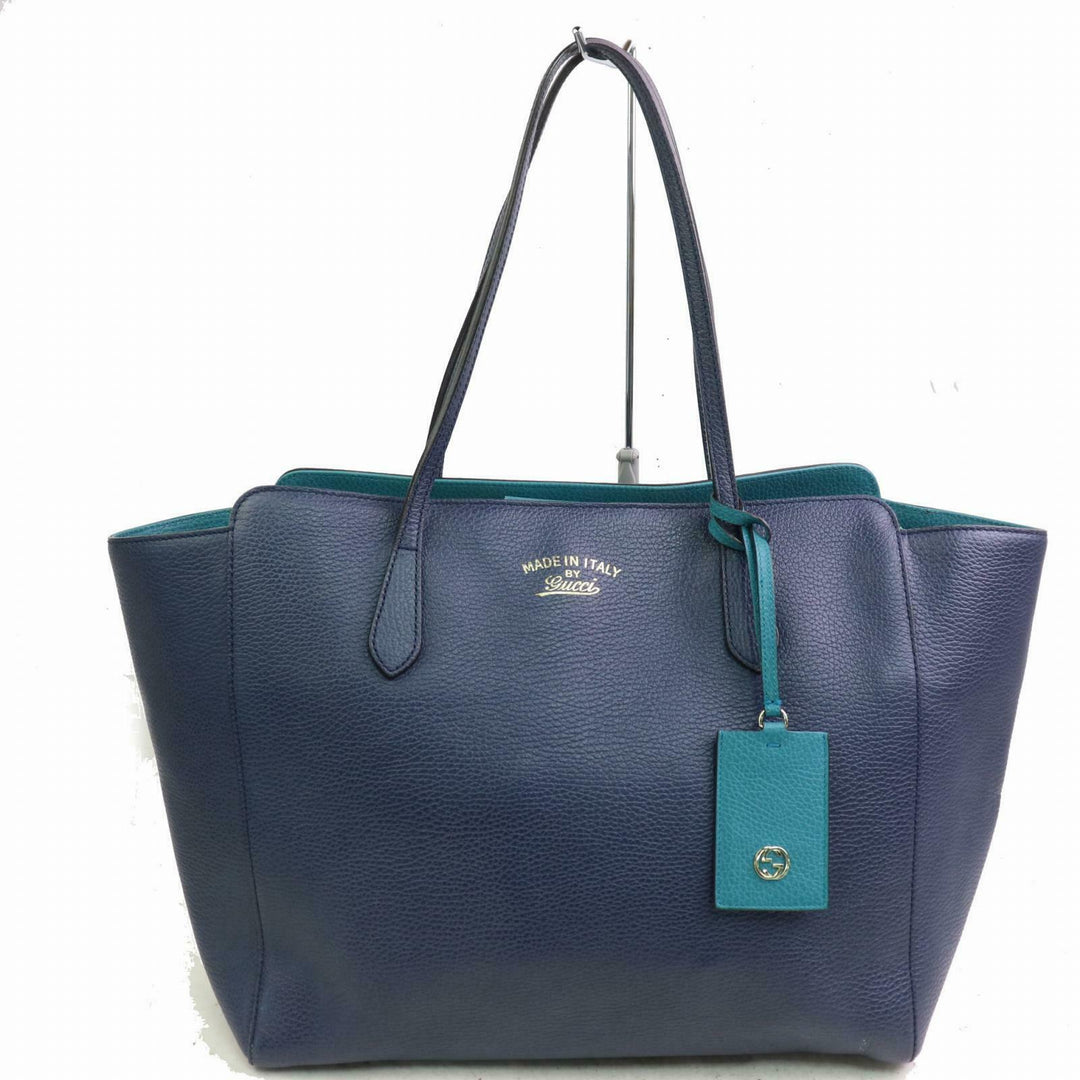 Indistinguishable  G*G Tote Bag Swing Bag Dark Blue Leather (SHC1-15486)