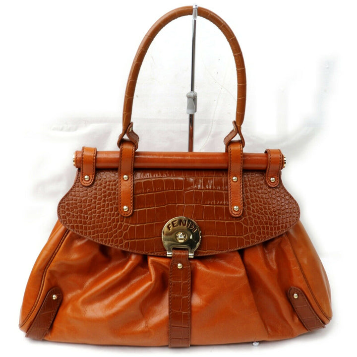 Indistinguishable  Fendi Hand Bag Light Brown Leather (SHC7-10899)