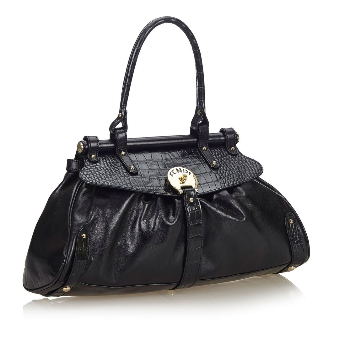 Pre-Loved Fendi Black Others Leather Crocodile-Trimmed Magic Bag Italy