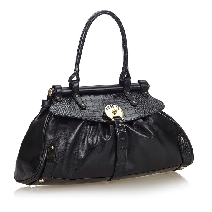 Pre-Loved Fendi Black Others Leather Crocodile-Trimmed Magic Bag Italy