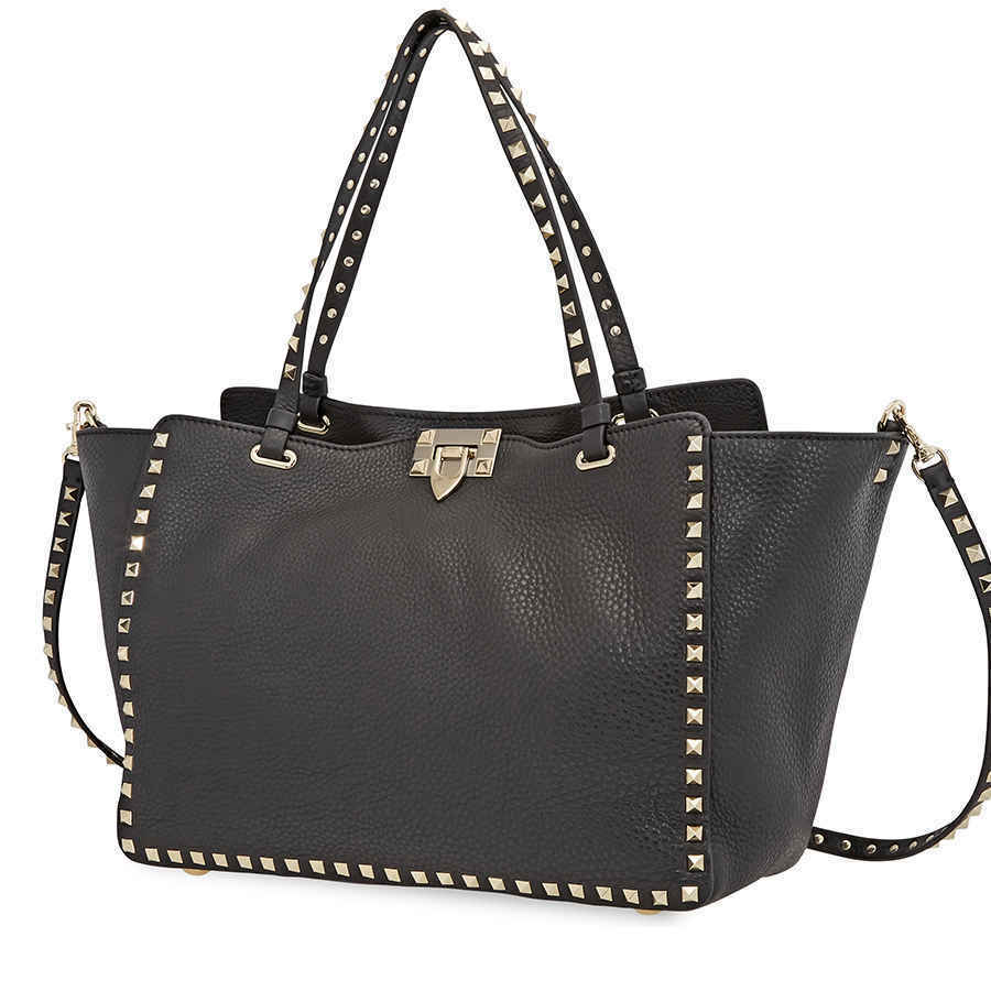 Valentino Medium Rockstud Tote- Black RW0B0970VSF 0NO