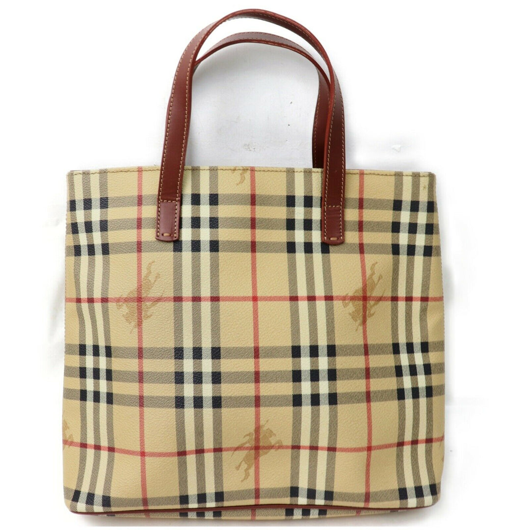 Indistinguishable  Burbe**y London Hand Bag Beige PVC (SHC7-10901)