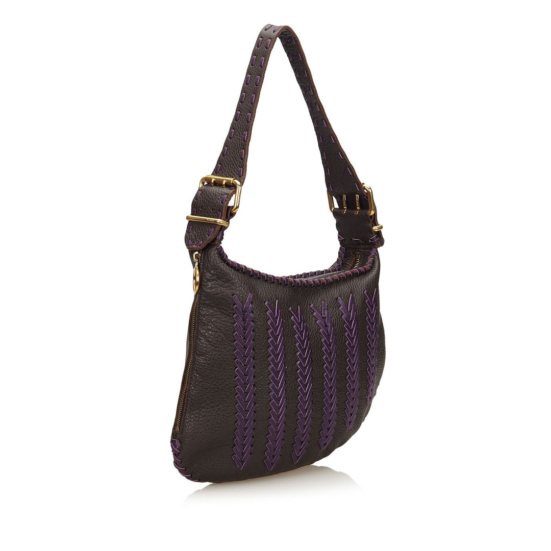 Pre-Loved Fendi Brown Dark Others Leather Chevron Shoulder Bag Italy