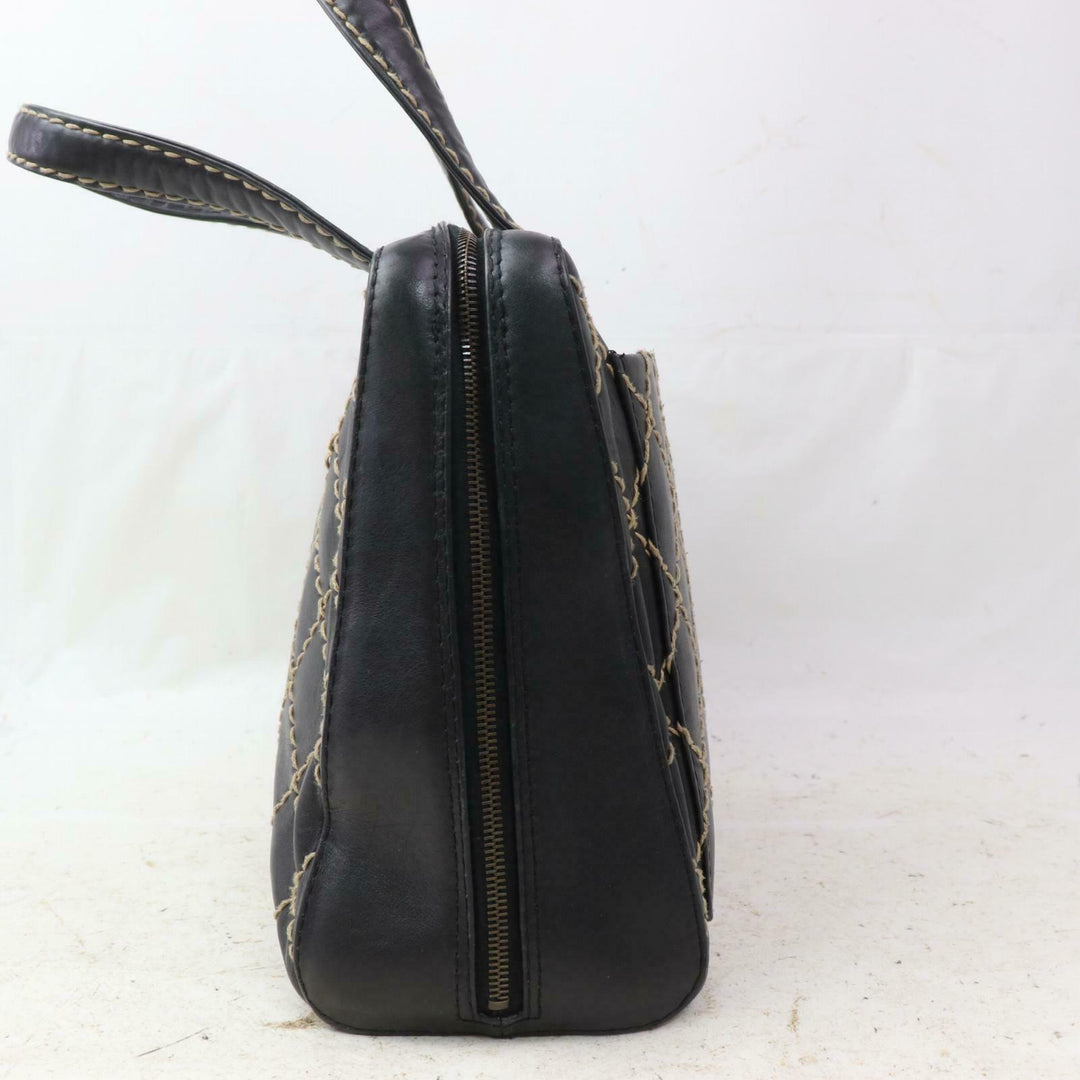 C*C Tote Bag Wild Stitch Tote Black Leather (SHC1-15826)