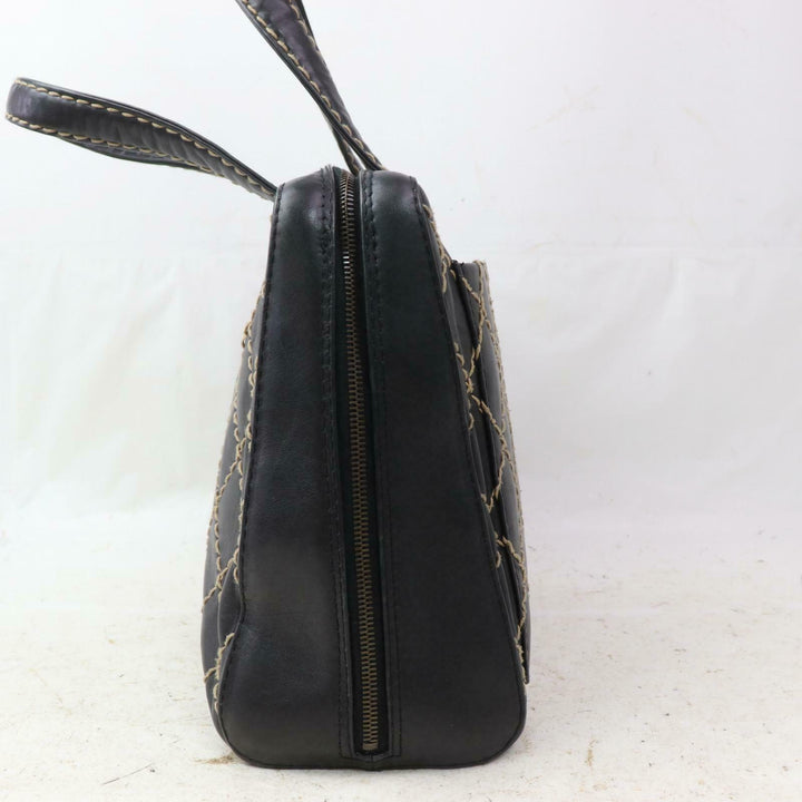 C*C Tote Bag Wild Stitch Tote Black Leather (SHC1-15826)