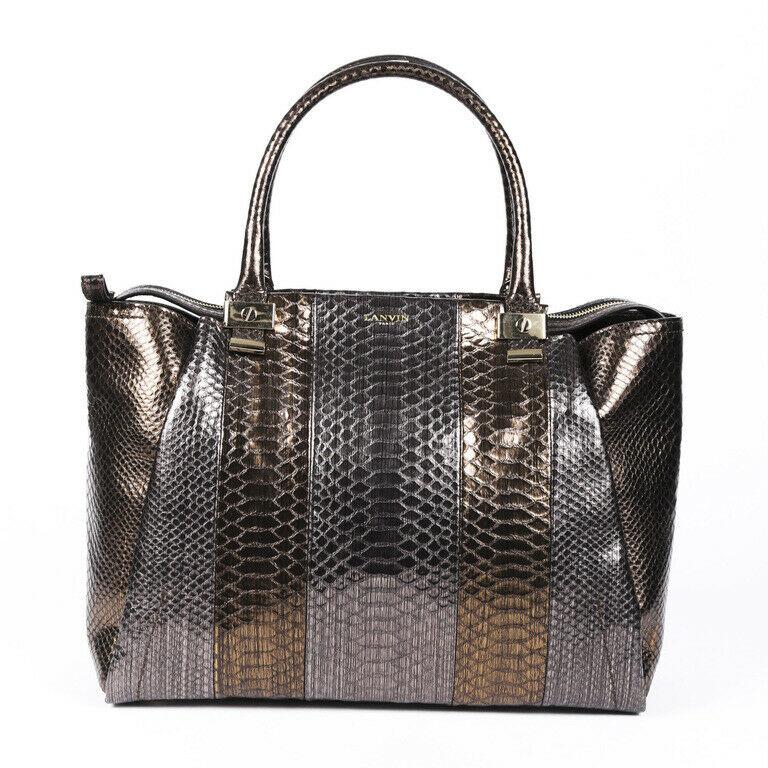 Lanvin Trilogy Embossed Snakeskin Tote Bag