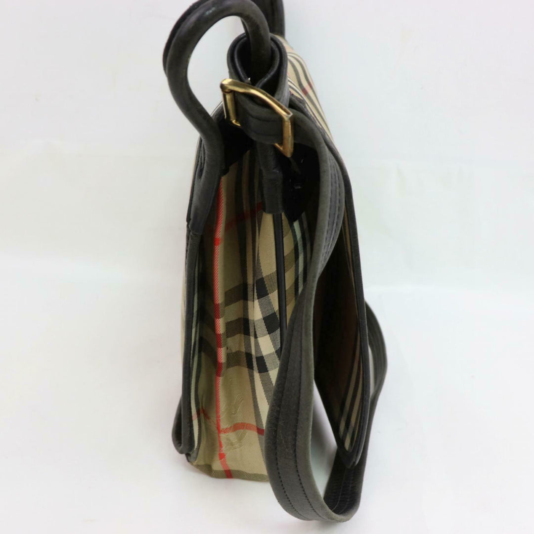 Indistinguishable  Burbe**y Shoulder Bag Beige Canvas (SHC1-14341)
