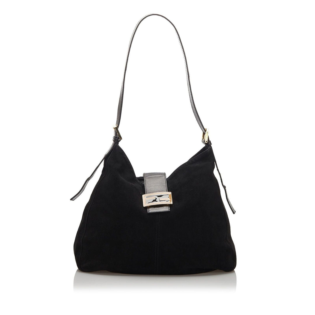 Pre-Loved Fendi Black Suede Leather Shoulder Bag Italy