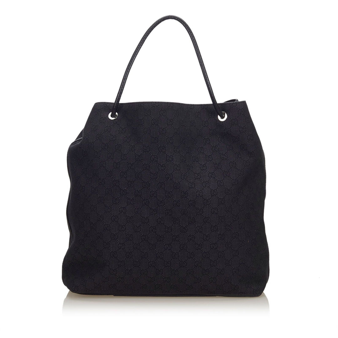 Pre-Loved G*G Black Canvas Fabric GG Gifford Tote Bag Italy