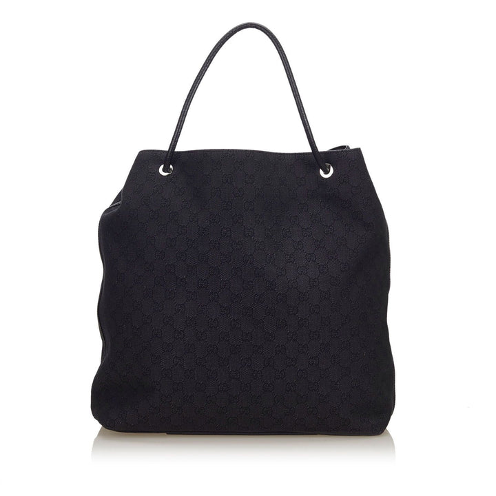 Pre-Loved G*G Black Canvas Fabric GG Gifford Tote Bag Italy