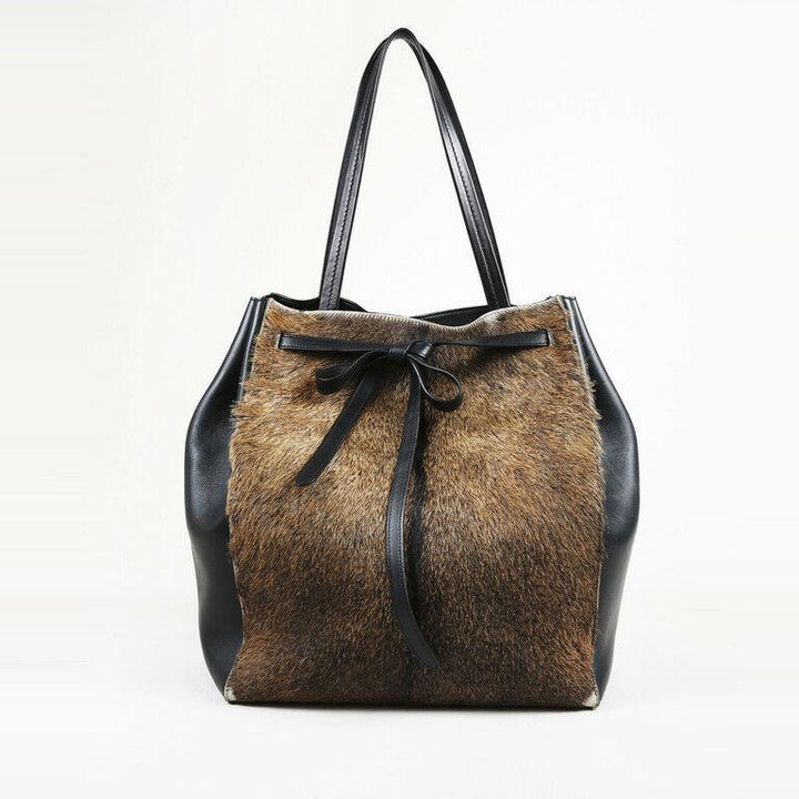 Celine Medium Cabas Phantom Tie Goat Fur Tote